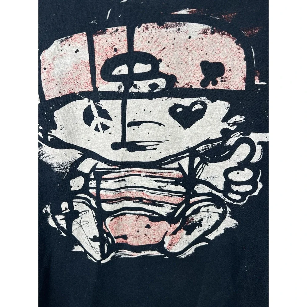 Vintage Y2K Graphic Tee Grunge Streetwear Distressed Black Gildan Size M - Picture 2 of 4